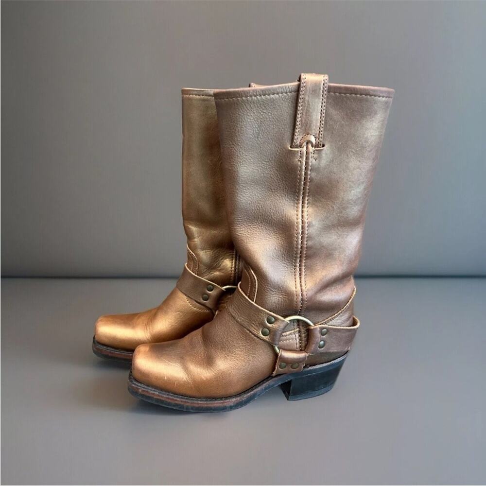 Frye GOLD SHIMMER Harness Boots SZ 5.5